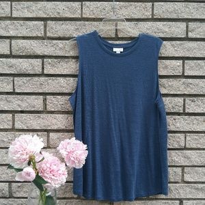 j.jill Navy Blue Linen Sleeveless Top Shirt NWT